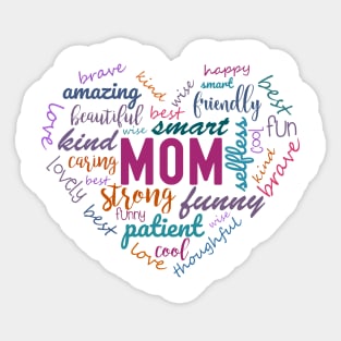 colorful heart mom word cloud - All the Words for Mom Sticker